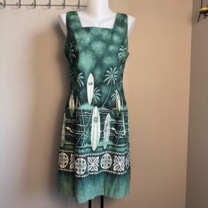 Royal Creations‎ Sleeveless Tropical Vacation Dress Green XL Beach Surfer Resort